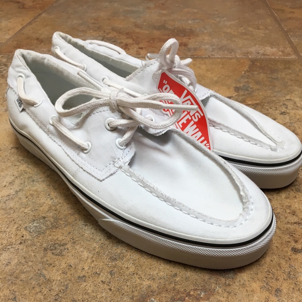 White Vans Boat-Style Shoes